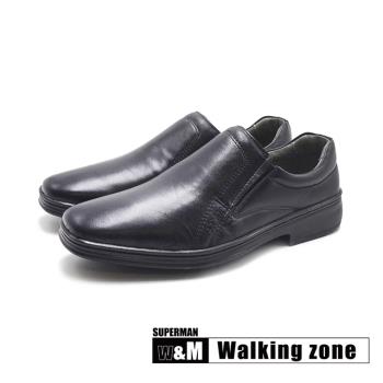 WALKING ZONE(男)SUPERMAN系列 方頭車縫紋減壓皮鞋 男鞋-黑色