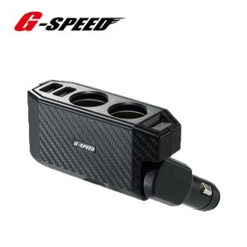 【G-SPEED】側邊直插二孔插座-2USB車充 XR-05