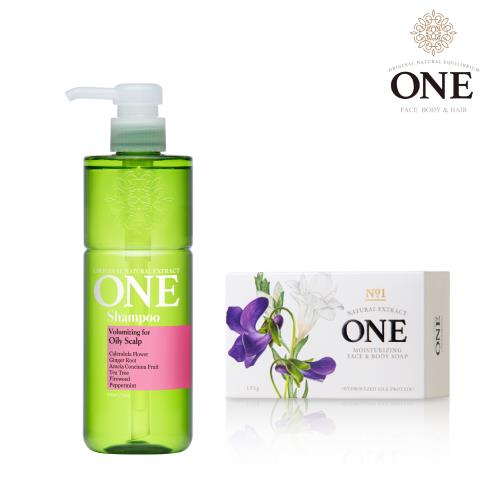 (1+1組)ONE 植萃洗髮精480ml+煥采美肌皂135g(任選)