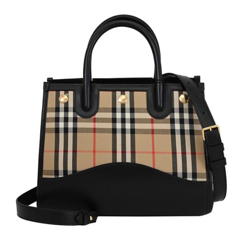 BURBERRY 8075423 Title 格紋皮飾兩用淑女包.黑邊