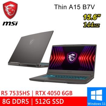 微星 Thin A15 B7VE-031TW 15.6吋 原廠筆電 灰(Ryzen 5 7535HS/8G DDR5/512G/RTX4050 6G)