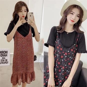 【韓國K.W.】現貨夏清涼感風碎花雪紡二件式睡衣居家服