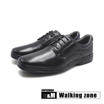WALKING ZONE(男)SUPERMAN系列 大方頭4孔正裝商務減壓皮鞋 男鞋-黑色