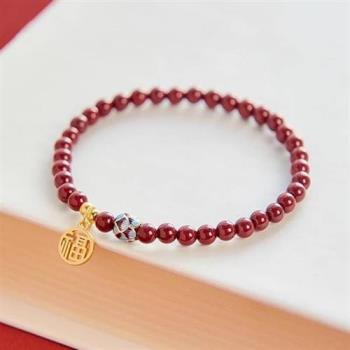 【巴黎精品】硃砂手鍊硃砂手串-6/8mm蓮花925純銀福牌女飾品a1gi28