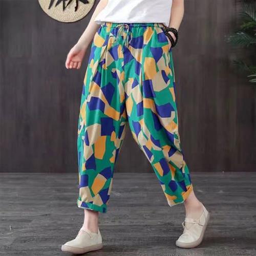 【韓國K.W.】現貨晨曦漫舞亞麻天絲睡衣居家服(棉麻褲 寬褲 女褲 長褲 九分褲)