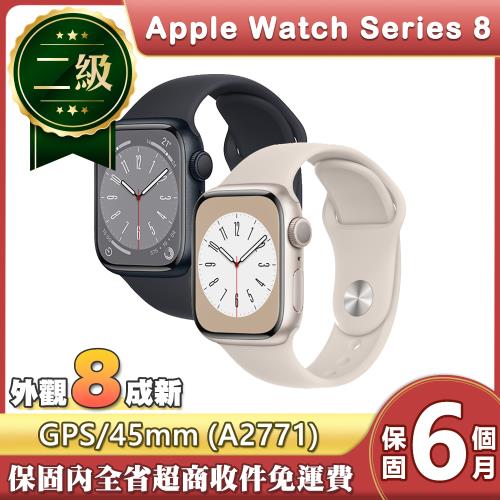 【福利品】蘋果 Apple Watch Series 8 GPS 45mm鋁金屬錶殼智慧手錶