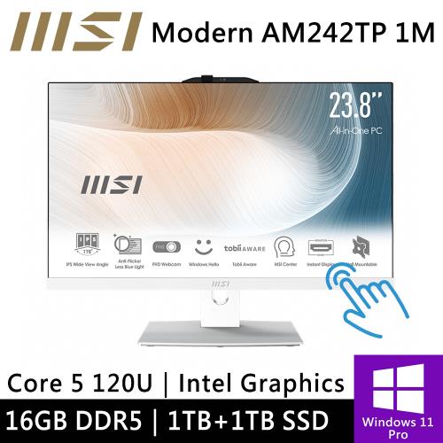 微星 Modern AM242TP 1M-1211TW-SP2 24型 白(Intel Core 5 /16G/1TB+1TB/十點觸控)特仕機