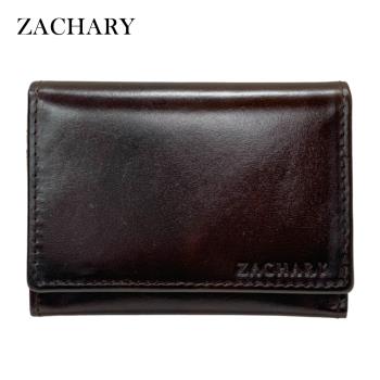 ZACHARY 時尚油蠟牛皮名片卡夾CY2402 深咖啡色