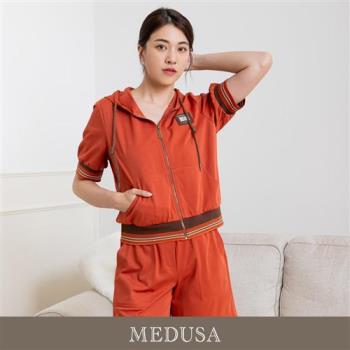 現貨【MEDUSA 曼度莎】橘紅休閒短袖連帽外套（M-XL）｜女連帽外套 短袖外套