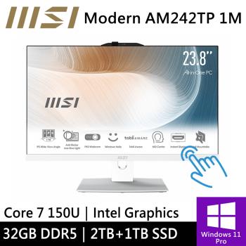 微星 Modern AM242TP 1M-1061TW-SP6 24型 白(Intel Core 7/32G/2TB+1T/W11P/十點觸控)特仕機