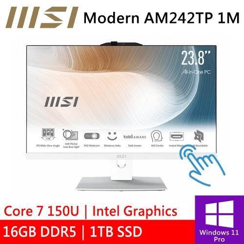 微星 Modern AM242TP 1M-1061TW 原廠機 24型 白(Intel Core 7 150U/16G/1TB/W11P/十點觸控)