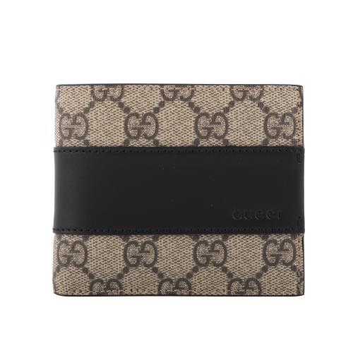 GUCCI GG Supreme 8卡對開短夾(咖啡)