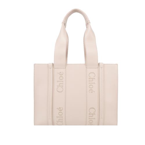 Chloe Woody tote bag 新款皮革托特包(中號/粉色)