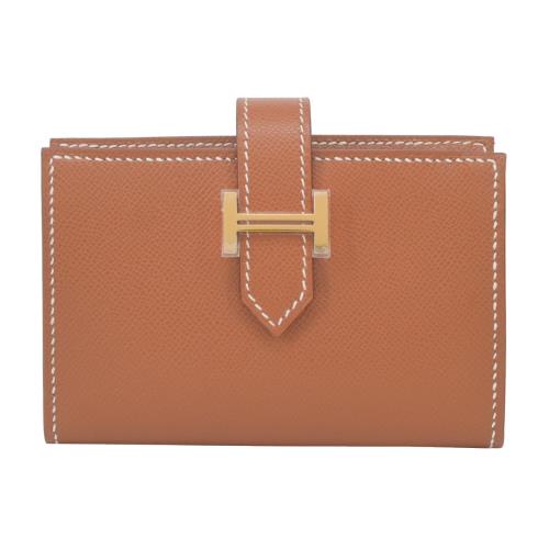 Hermes 愛馬仕 Bearn Epsom經典H釦牛皮零錢卡夾(37金棕/金釦)