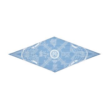 Hermes 愛馬仕 Grande Tenue手工捲邊棉質圍巾(藍/白)