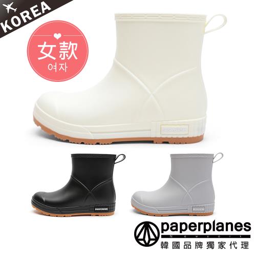 【Paperplanes】韓國空運來台。享愛情侶款厚底輕量短筒雨靴(7-1529/黑色-現+預)