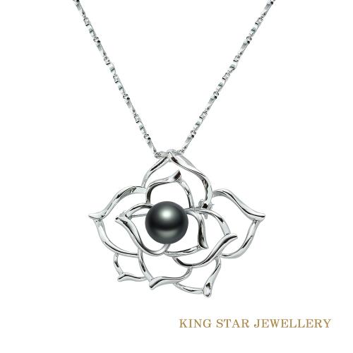 King Star 天然南洋黑珍珠項墜/胸針 二用式 茶花