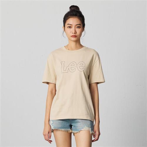 Lee 女款 寬鬆版 描邊外框大LOGO 短袖T恤 Modern