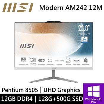 微星 Modern AM242 12M-836TW-SP5 24型 白(Pentium 8505/12G DDR4/128G+500G)特仕機