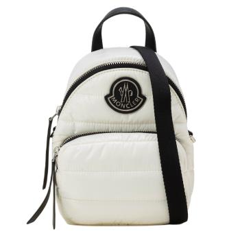 【MONCLER】 KILIA SMALL 銀色金屬LOGO 尼龍斜背包 白色 - 5L00024M2176/034