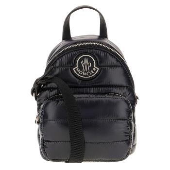 【MONCLER】 KILIA SMALL 銀色金屬LOGO 尼龍斜背包 黑色 - 5L00024M2176/999