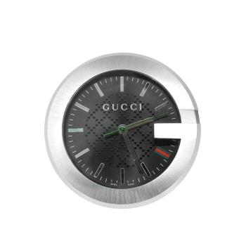 Gucci 展示品 壓紋皮革石英經典桌鐘(黑)