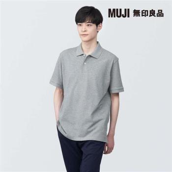 男棉水洗鹿子織短袖POLO衫 灰色【MUJI 無印良品】