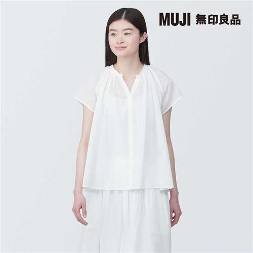 女強撚法式袖套衫 白色【MUJI 無印良品】