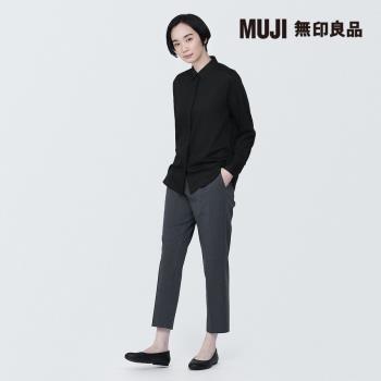 女嫘縈混標準領長袖套衫 黑色【MUJI 無印良品】