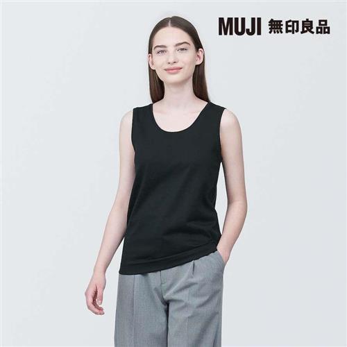 女棉混天竺坦克背心 黑色【MUJI 無印良品】