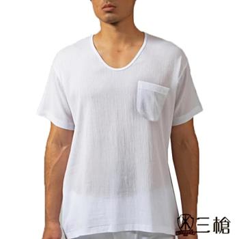 三槍牌3件組 時尚精典100%純棉縐縐布男短袖上衣 HE432