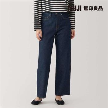 女吉貝木棉混丹寧直筒褲 暗藍【MUJI 無印良品】