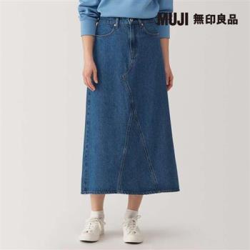女吉貝木棉混丹寧A字裙 淺藍【MUJI 無印良品】