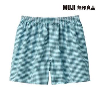 男有機棉平織布前開平口褲 綠格紋【MUJI 無印良品】