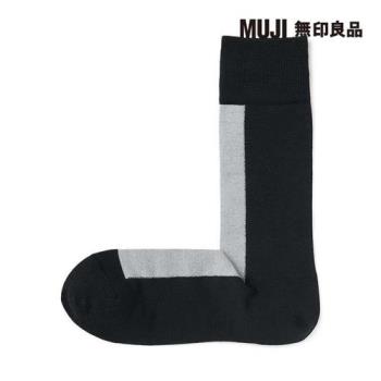 男光澤感棉線編織直角襪 黑紋樣【MUJI 無印良品】