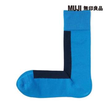 男光澤感棉線編織直角襪 天空藍紋樣【MUJI 無印良品】