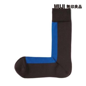 男光澤感棉線編織直角襪 深棕紋樣【MUJI 無印良品】