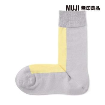 女光澤感棉線編織直角襪 灰銀紋樣【MUJI 無印良品】