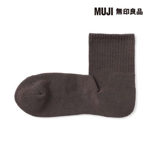 男棉混足底圈絨直角短襪 棕色【MUJI 無印良品】