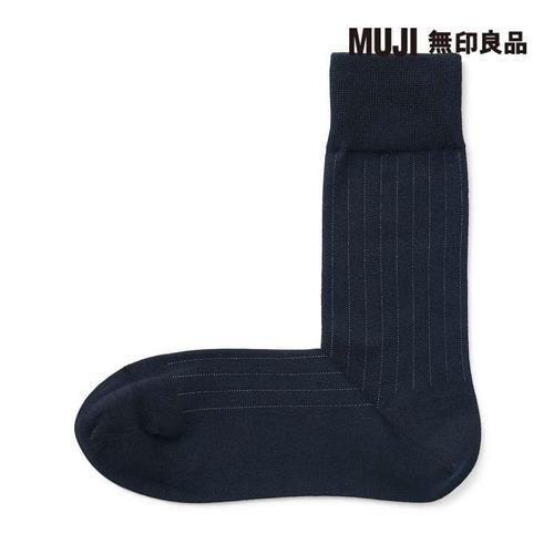 男棉混商務直角襪 暗藍直紋【MUJI 無印良品】