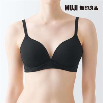 女棉混彈性無鋼圈一體成形無背扣胸罩 黑色【MUJI 無印良品】