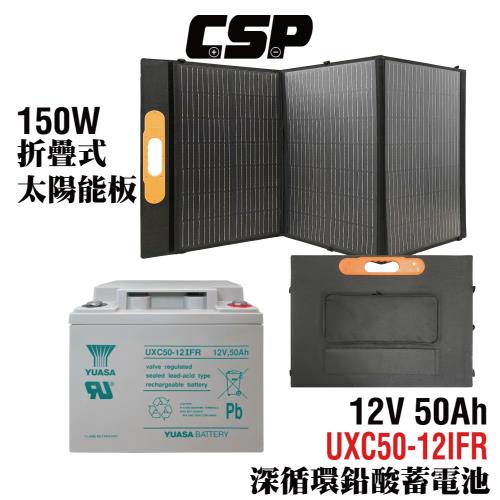 CSP 折疊式太陽能板 150W 深循環50Ah電池 12V50Ah 適用車宿 露營 戶外 地震防災