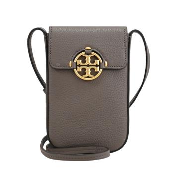 TORY BURCH 84077 金屬LOGO翻蓋斜背手機/小包.深灰|手提包/側背包