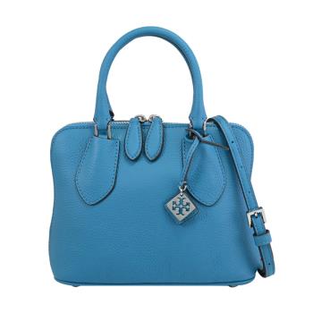 TORY BURCH 155619 Swing 全皮革雙拉鍊兩用包.天藍