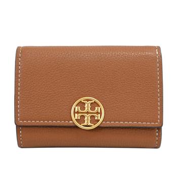 TORY BURCH 140912 經典LOGO三折釦式零錢中夾.棕