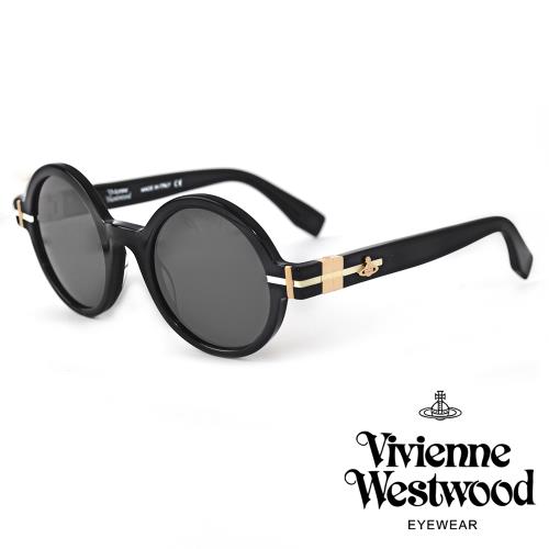 【Vivienne Westwood】復古個性土星圓框太陽眼鏡(黑色 VW962S01)