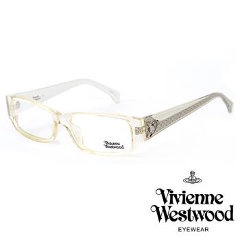 【Vivienne Westwood】經典土星鏡腳長方框光學眼鏡(透黃-VW18902)