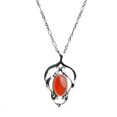 【Georg Jensen 喬治傑生】2016年度放大版 紅玉髓純銀項鍊