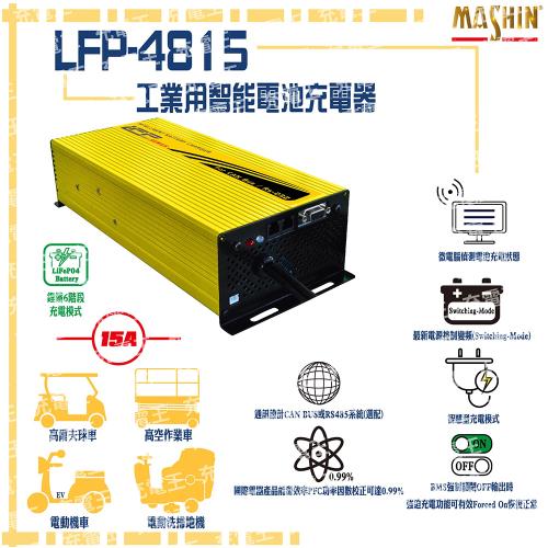 麻新電子 LFP-4815 48V 15A 鋰鐵電池充電器 含鱷魚夾