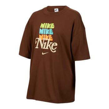 Nike 短袖上衣 女裝 寬鬆 咖啡【運動世界】HM4592-259